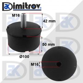 Антивибрационен тампон М16 х Ø 100 х 50 mm